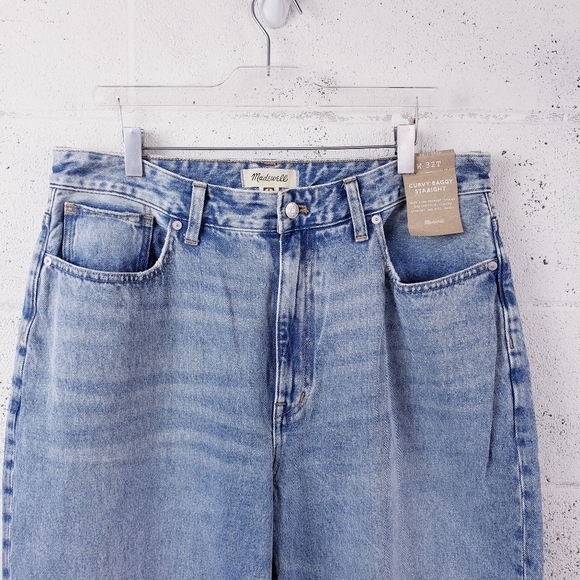 Madewell Curvy Baggy High Waist Baggy Straight Leg Denim Jeans Size 32 Tall - Picture 4 of 14